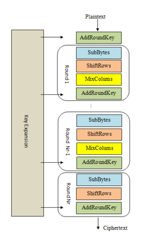 diagram showing AES rounds